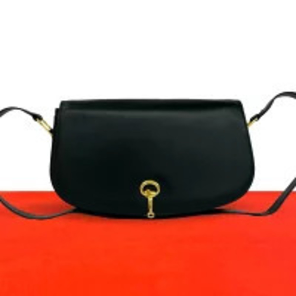 Gucci Horsebit Leather Shoulder Bag Black